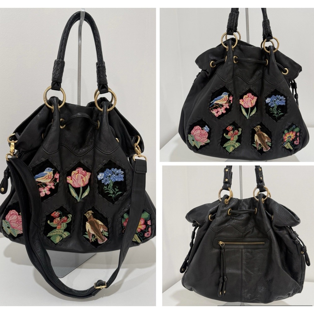 Isabella Fiore Leather Embroidered Handbag EUC